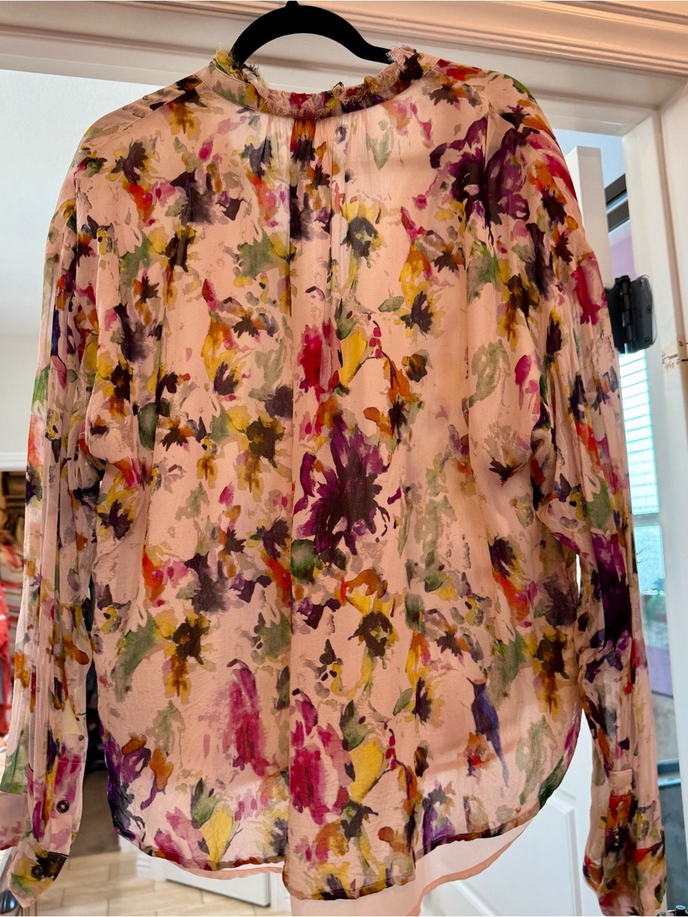 Pilcro Light Pink Floral Button-Front Blouse XL - Picture 5 of 5
